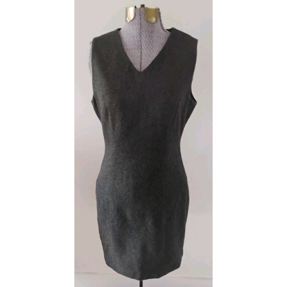 Vtg GAP Jumper Sheath Dress Women’s Gray Wool Sz 2 Minimalist Sleeveless EC